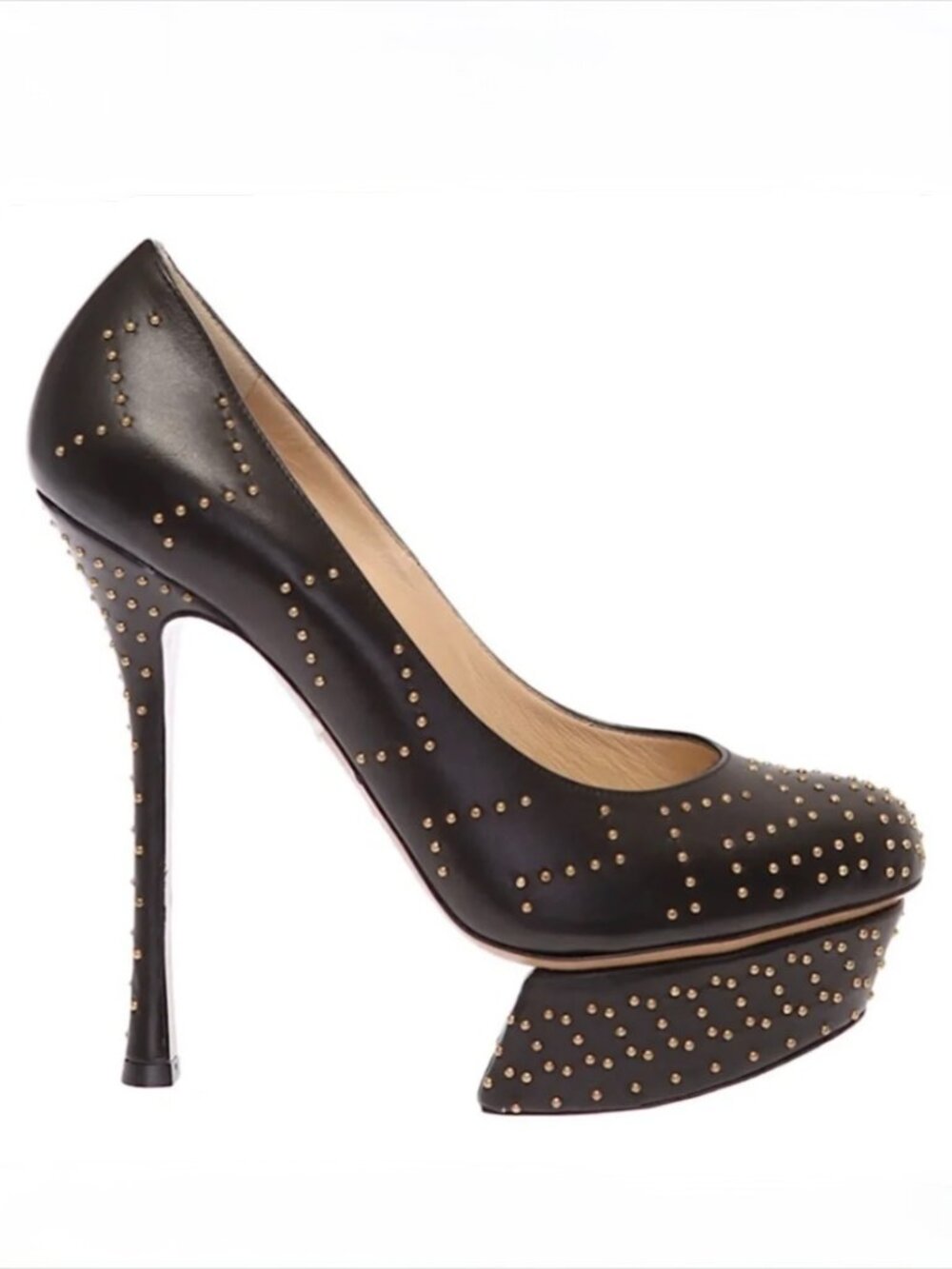 NICHOLAS KIRKWOOD Cassia Studded Leather Platform Pumps Heels Deep Brown